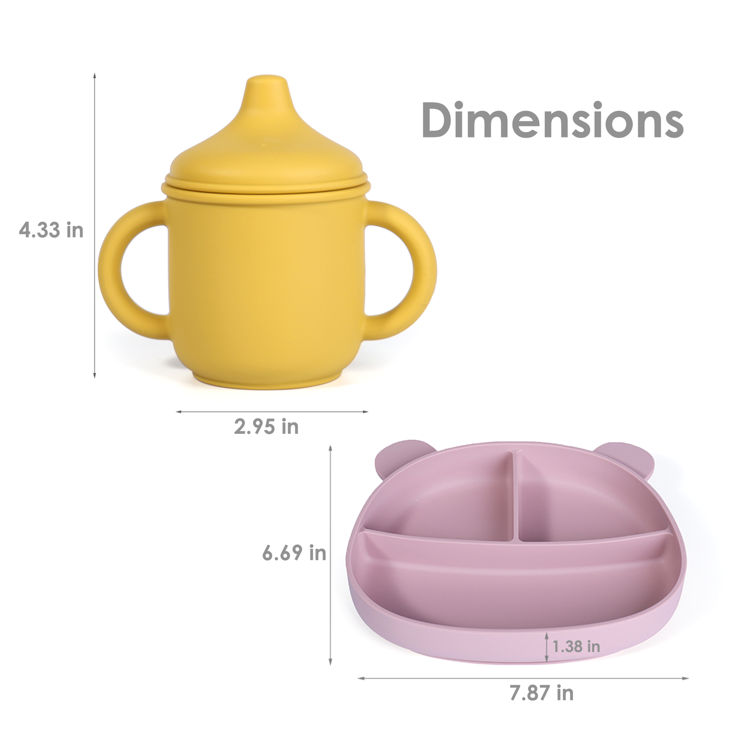Blue Silicone Spill-Proof Cup and Suction Plate with Lid Set